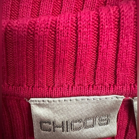🌺 5 X 25 🌺Chico's Red Sleeveless Turtleneck Sweater  Size 1 or M - Picture 3 of 6